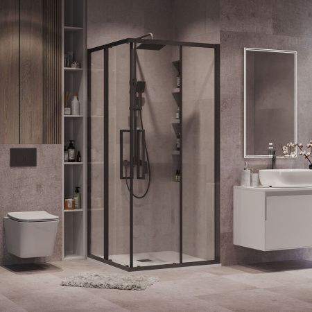 Душевой уголок Grossman Cosmo 300.K33.02.1010.42.00 100х100 стекло прозрачное профиль графит без поддона