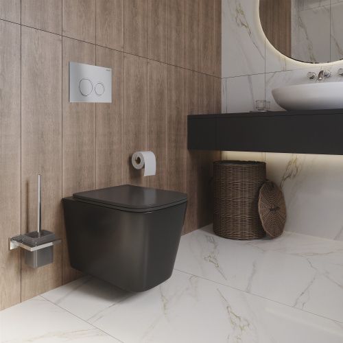 Унитаз подвесной Grossman Санфаянс GR-4441BMS черный с сиденьем микролифт безободковый каскадный смыв - фото 4