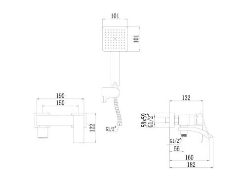 Смеситель для ванны и душа Fmark FS8624-1Q настенный графит - фото 2