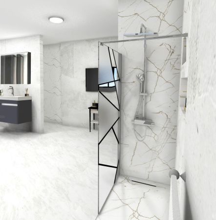 Душевая перегородка Cerutti SPA PICK T120 120х190 стекло прозрачное/матовое профиль хром