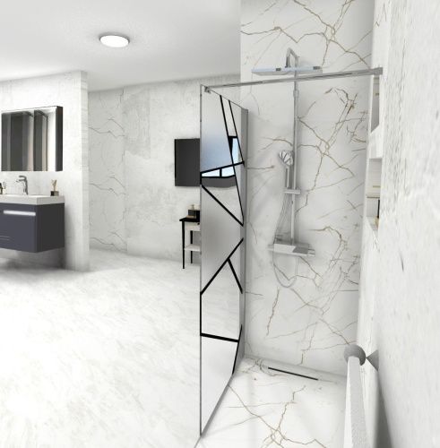 Душевая перегородка Cerutti SPA PICK T90 90х190 стекло прозрачное/матовое профиль хром - фото 3