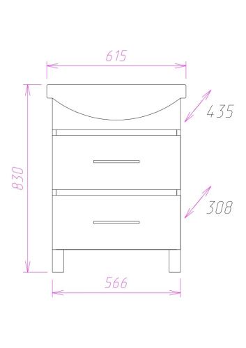 Тумба под раковину Onika Дельта 106090 60х30 напольная цвет бежевый - фото 3