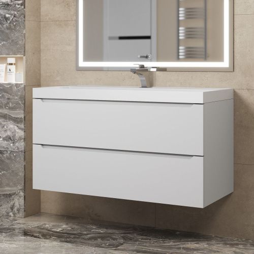 Тумба под раковину Uperwood Tanos 291020246 100х50 подвесная цвет белый - фото 2