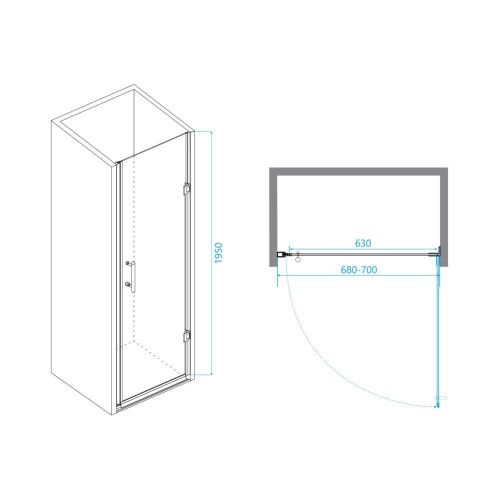 Душевая дверь RGW Passage 41080607-14 70х195 стекло прозрачное профиль черный - фото 2