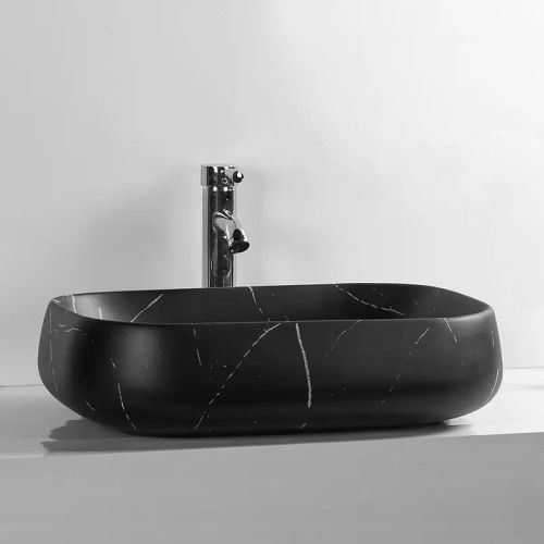 Раковина из сантехнического фарфора Cerutti SPA CR0086 MMB1 50х40 накладная цвет черный без отверстий под смеситель - фото 3