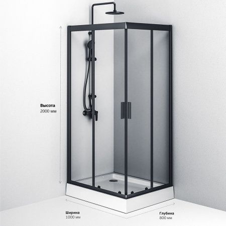 Душевой уголок Am.Pm Gem S W93G-404-100280-BT 100х80 стекло прозрачное профиль черный без поддона