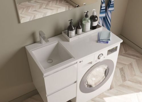 Раковина из искусственного камня Эстет Даллас ФР-00014928 100х50 накладная цвет белый 1 отверстие под смеситель - фото 4