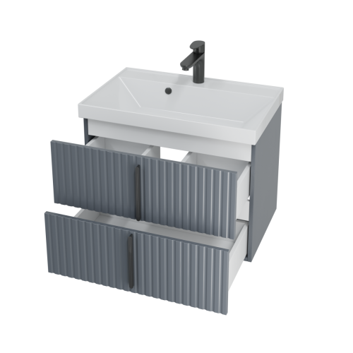 Тумба под раковину СанТа Юпитер 700544 70х40 подвесная цвет серый - фото 2