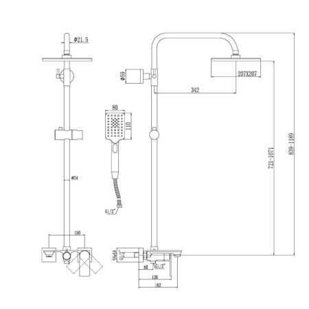 Душевая стойка Savol S-601144-1 настенная цвет хром