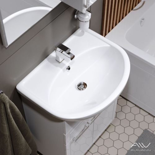 Тумба с раковиной Alavann Vittoria ALV1013000 60х50 напольная цвет белый - фото 4