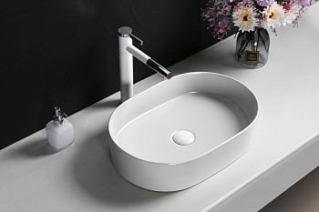 Раковина из сантехнического фарфора Cerutti SPA CR0055B 50х40 накладная цвет белый без отверстий под смеситель