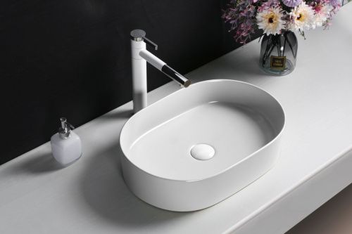 Раковина из сантехнического фарфора Cerutti SPA CR0055B 50х40 накладная цвет белый без отверстий под смеситель