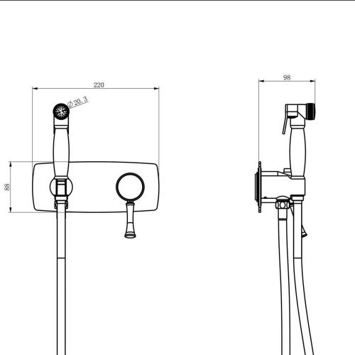 Гигиенический душ со смесителем LeMark Peretto LM6319RB черный