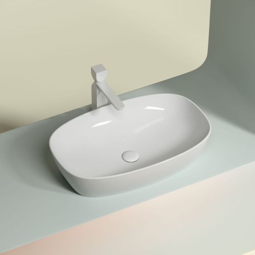 Раковина из сантехнического фарфора Ceramica Nova ELEMENT CN6049 60х40 накладная цвет белый без отверстий под смеситель - фото 2