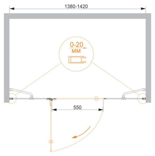 Душевая дверь Cezares BERGAMO BERGAMO-W-B-13-40+60/40-C-Cr-L 140х195 стекло прозрачное профиль хром - фото 2