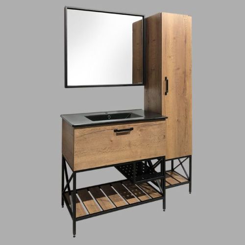 Тумба с раковиной Comforty Бредфорд 00004148003CF 90х50 напольная цвет коричневый - фото 5