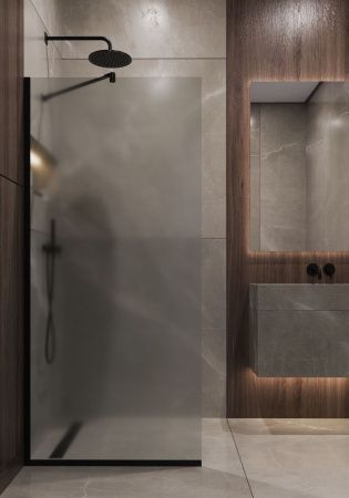 Душевая перегородка Timo T11 120х195 стекло матовое профиль черный