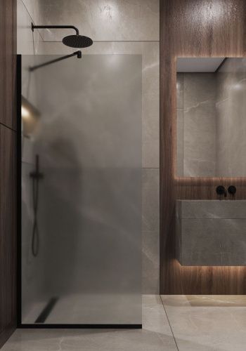 Душевая перегородка Timo T08 90х195 стекло матовое профиль черный - фото 2