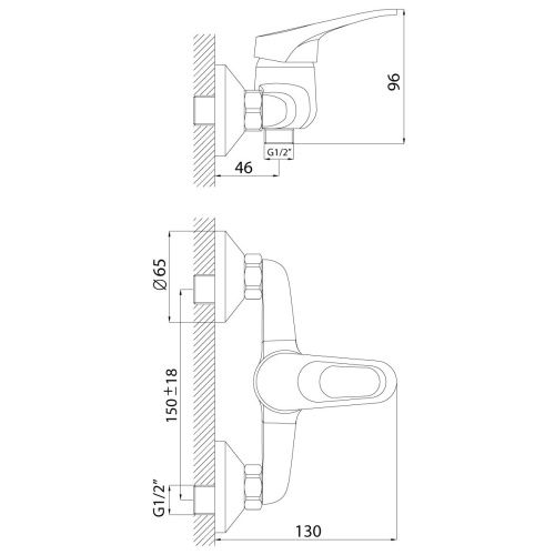 Смеситель для душа Rossinka B B35-41 настенный хром - фото 2