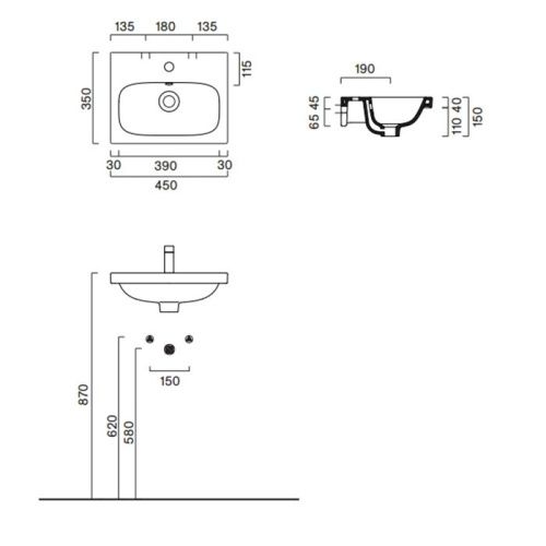 Раковина керамическая Catalano Alvea 620450001 50 см подвесная цвет белый без отверстий под смеситель - фото 2