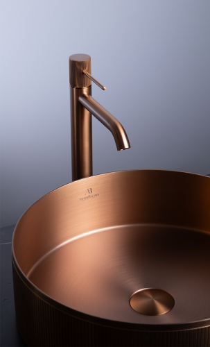 Раковина из нержавеющей стали AltroBagno Costoso AltroBagnoCostoso001007RaSp 40х40 накладная цвет медь - фото 5