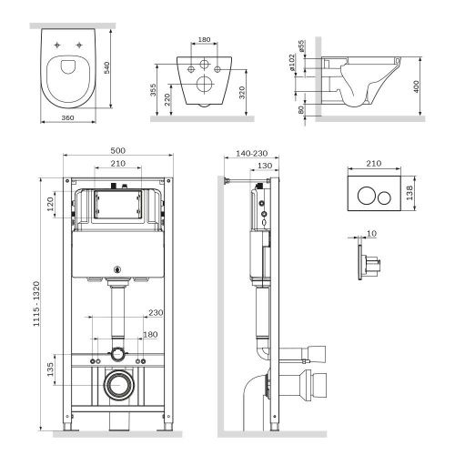 Комплект унитаз с инсталляцией с клавишей смыва Am.Pm Inspire IS49001.501700 - фото 3