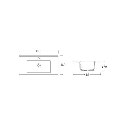 Раковина из сантехнического фарфора Vincea VBS-13980 80х50 встраиваемая цвет белый 1 отверстие под смеситель - фото 2