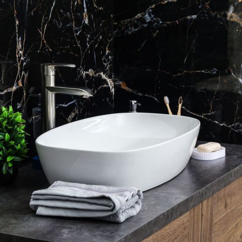 Раковина из сантехнического фарфора Melana 78329-805 60х40 накладная цвет белый без отверстий под смеситель - фото 5