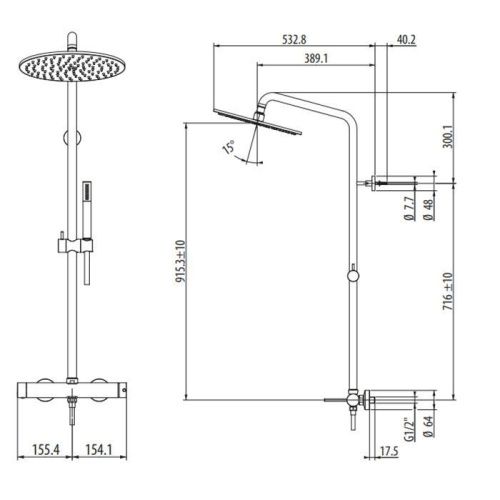 Душевая стойка Gattoni CIRCLE TWO 9195/PDC0 настенная цвет хром - фото 2