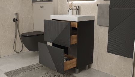 Тумба под раковину Velvex EDGE tn.EDG.9696.60.2Y графит 60х40 напольная цвет серый