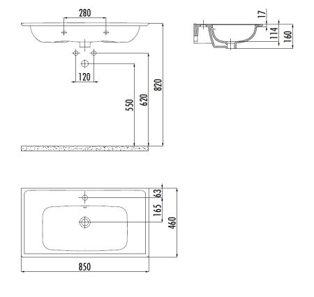 Раковина из сантехнического фарфора Creavit Erine ER085-00CB00E-0000 90х50 накладная цвет белый