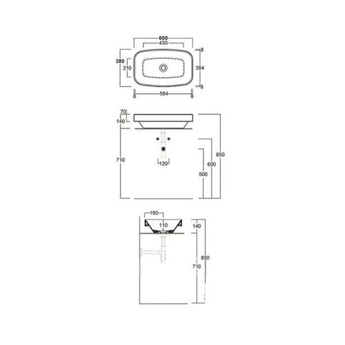 Раковина керамическая Simas Baden Baden BB11 nero matt 60 см накладная цвет черный без отверстий под смеситель - фото 2