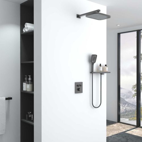 Душевая система Vincea VSFW-321MT1RGM встраиваемая в стену цвет вороненая сталь с термостатом