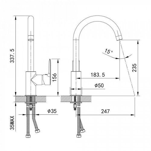 Смеситель для кухни IDDIS Cuba CU1BNJ0i05 на мойку сатин - фото 2