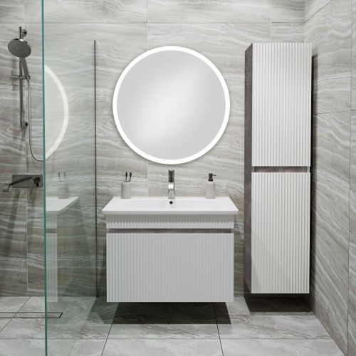 Тумба под раковину Runo Модена 00-00001426 70х50 подвесная цвет белый/серый - фото 3