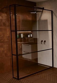 Душевая перегородка Riho GRID G004039121 120х200 стекло прозрачное профиль черный