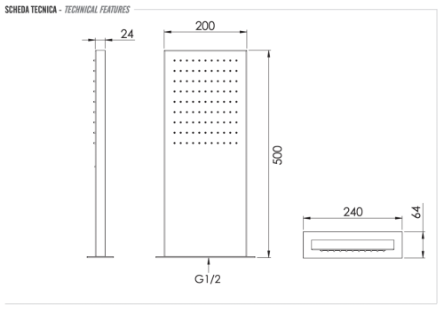 Верхний душ Remer 350SSNOX 25х50 черный - фото 2