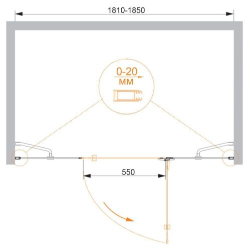 Душевая дверь Cezares BERGAMO BERGAMO-W-B-13-90+60/40-C-Cr-R 185х195 стекло прозрачное профиль хром - фото 2