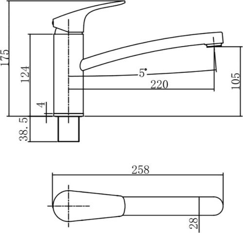 Смеситель для кухни Aquanet Static AF330-40C на мойку хром - фото 2