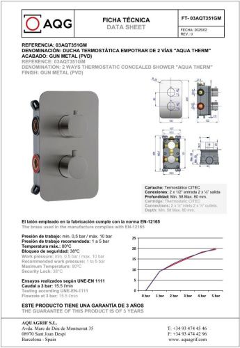 Душевая система AQG Aqua 19AQTER24712 встраиваемая в стену цвет оружейная сталь - фото 2