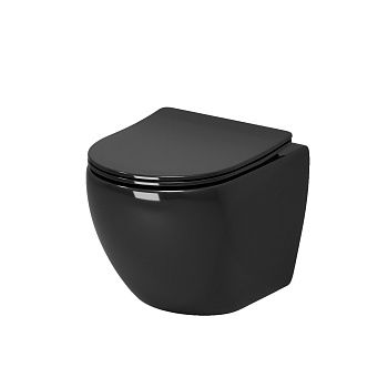 Унитаз подвесной Grossman Color GR-4455BS черный с сиденьем безободковый каскадный смыв