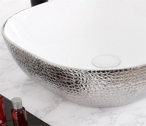 Раковина из сантехнического фаянса CeramaLux D1301H021 40х40 накладная цвет белый без отверстий под смеситель - фото 3