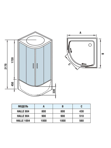 Душевая кабина WeltWasser WW500 10000003249 100х100 четверть круга с крышей ориентация универсальная - фото 2