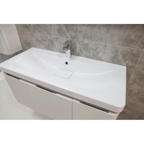 Раковина из искусственного камня Aquaton Шерилл 1A71323KSH010 110х50 накладная цвет белый 1 отверстие под смеситель - фото 3