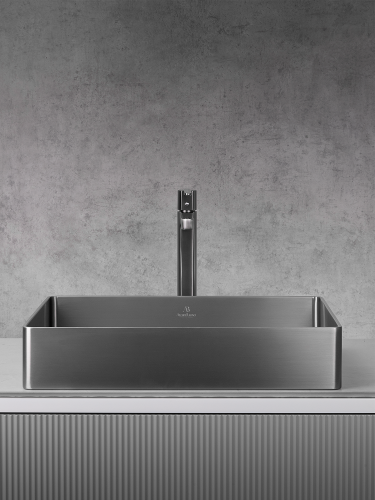 Раковина из нержавеющей стали AltroBagno Astro AltroBagnoAstro001018MtGr 50х40 накладная цвет оружейная сталь - фото 3