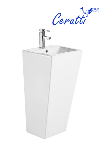 Раковина из сантехнического фарфора Cerutti SPA CT7663 40х40 напольная цвет белый 1 отверстие под смеситель - фото 2