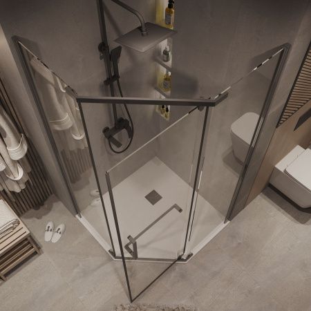 Душевой уголок Grossman Pragma 302.K33.03.9090.42.00 90х90 стекло прозрачное профиль графит без поддона