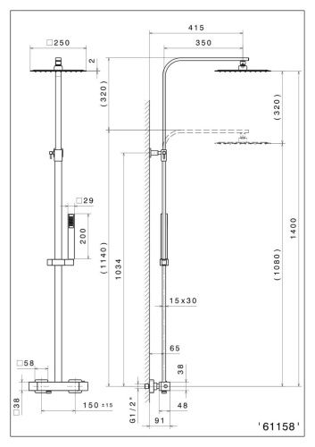 Душевая стойка Kerama Marazzi FUTURA 61158KM.01.093 настенная цвет черный с термостатом - фото 2