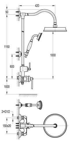 Душевая стойка Cezares LIBERTY LIBERTY-F-CD-01 настенная цвет хром - фото 2