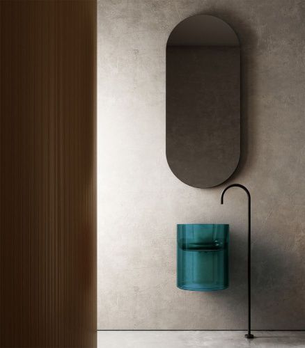 Раковина из полиэфирной смолы Abber KRISTALL AT2704Aquamarin 40х40 подвесная цвет зеленый без отверстий под смеситель - фото 2